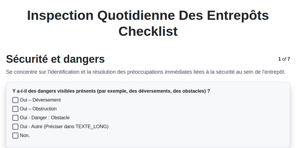 Inspection quotidienne des entrepôts screenshot