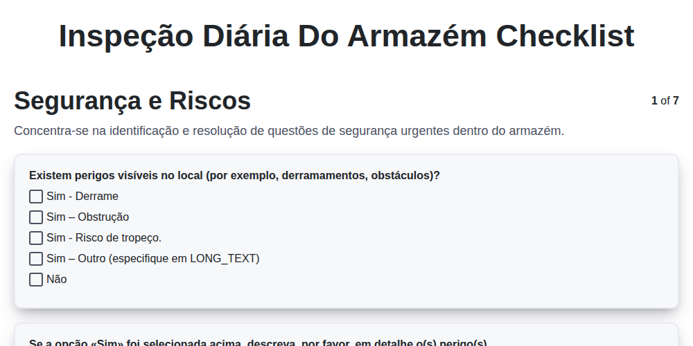 Inspeção diária do armazém screenshot