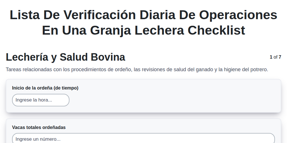 Lista de Verificación Diaria de Operaciones en una Granja Lechera screenshot