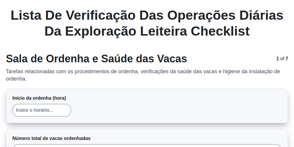 Lista de verificação das operações diárias da exploração leiteira screenshot