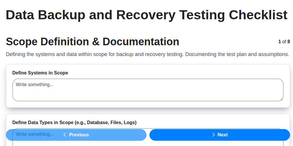 data backup and recovery testing screenshot