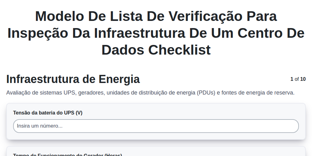 Modelo de Lista de Verificação para Inspeção da Infraestrutura de um Centro de Dados screenshot