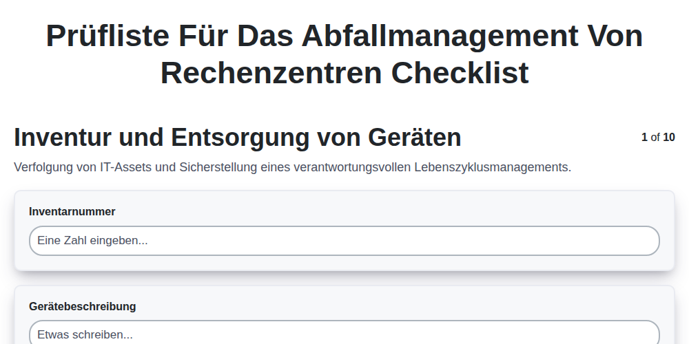 Prüfliste für das Abfallmanagement von Rechenzentren screenshot
