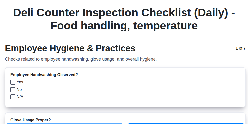 deli counter inspection checklist daily food handling temperature screenshot