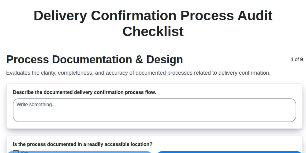 delivery confirmation process audit screenshot