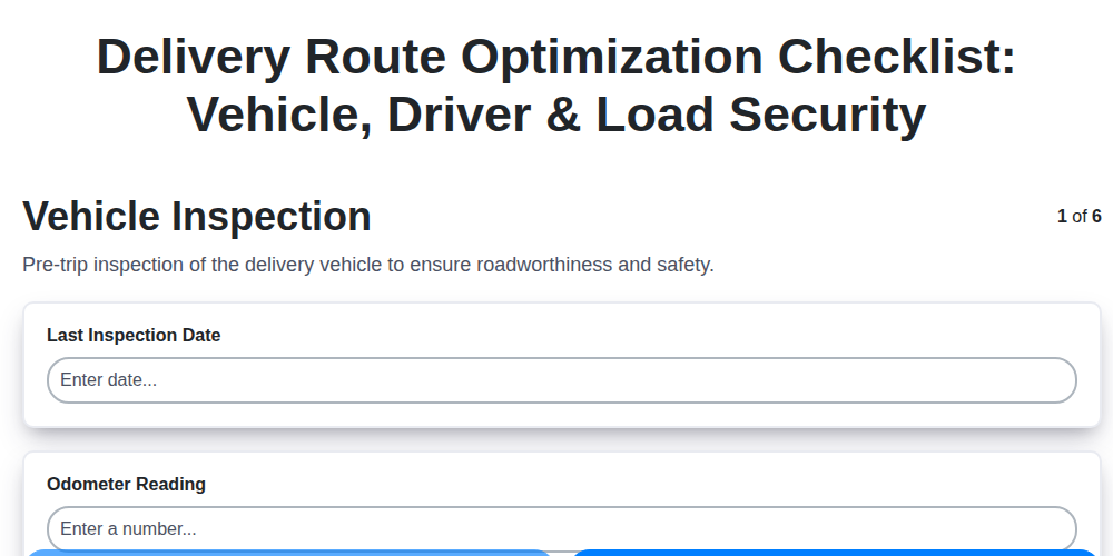 delivery route optimization checklist vehicle driver load security screenshot