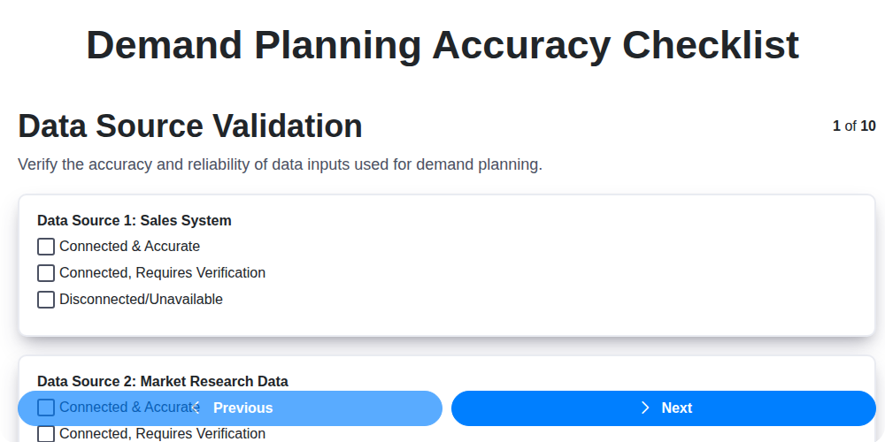 demand planning accuracy checklist screenshot