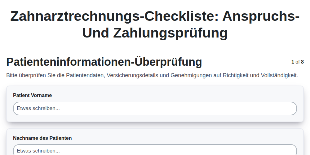 Zahnarztrechnungs-Checkliste: Anspruchs- und Zahlungsprüfung screenshot