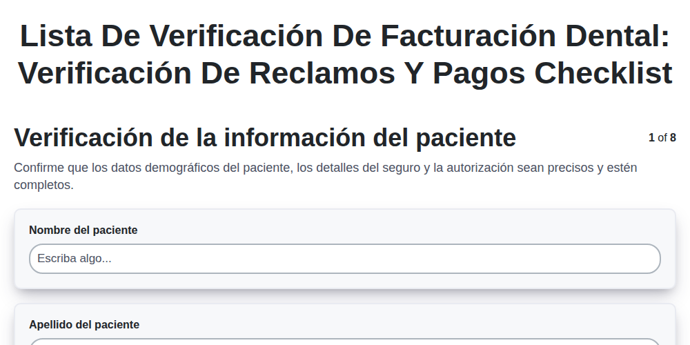 Lista de verificación de facturación dental: Verificación de reclamos y pagos screenshot