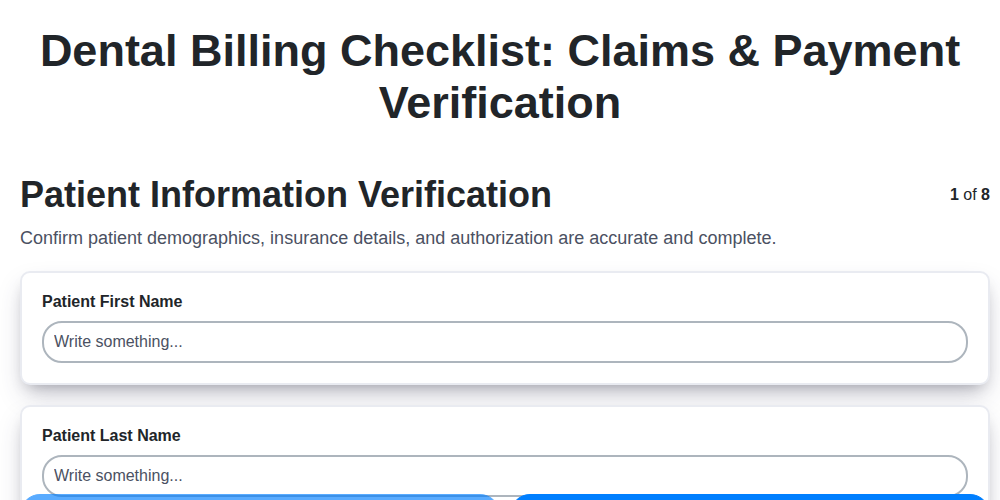 dental billing checklist claims payment verification screenshot