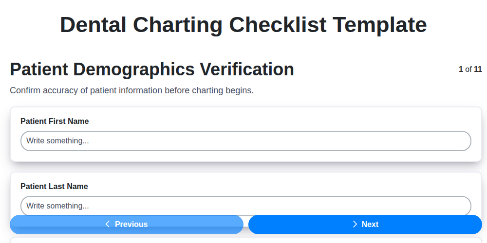 dental charting checklist template screenshot
