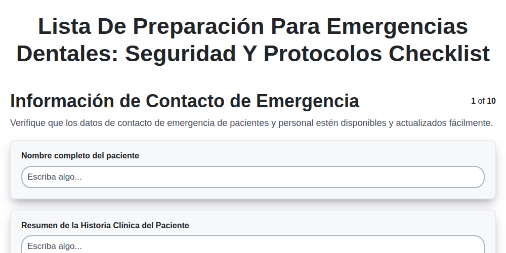 Lista de Preparación para Emergencias Dentales: Seguridad y Protocolos screenshot