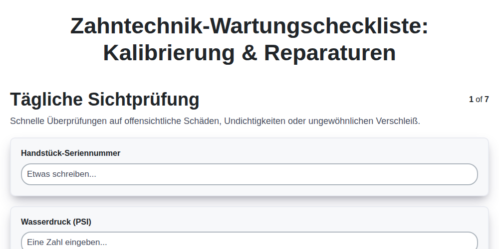 Zahntechnik-Wartungscheckliste: Kalibrierung & Reparaturen screenshot