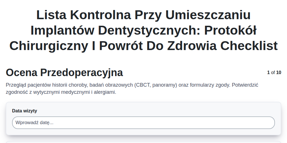 Lista kontrolna przy umieszczaniu implantów dentystycznych: protokół chirurgiczny i powrót do zdrowia screenshot