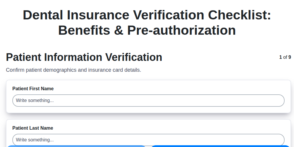 dental insurance verification checklist benefits pre authorization screenshot