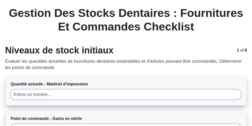 Gestion des stocks dentaires : fournitures et commandes screenshot
