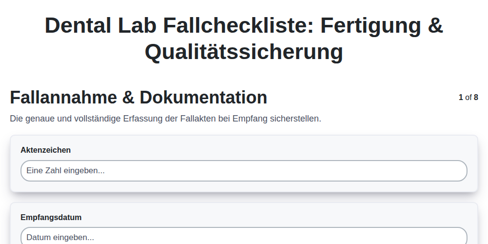 Dental Lab Fallcheckliste: Fertigung & Qualitätssicherung screenshot