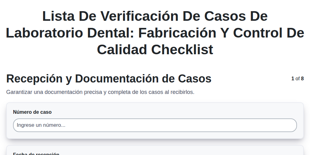 Lista de Verificación de Casos de Laboratorio Dental: Fabricación y Control de Calidad screenshot