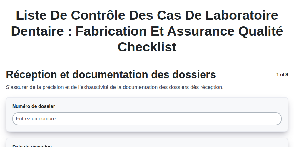 Liste de contrôle des cas de laboratoire dentaire : Fabrication et Assurance Qualité screenshot