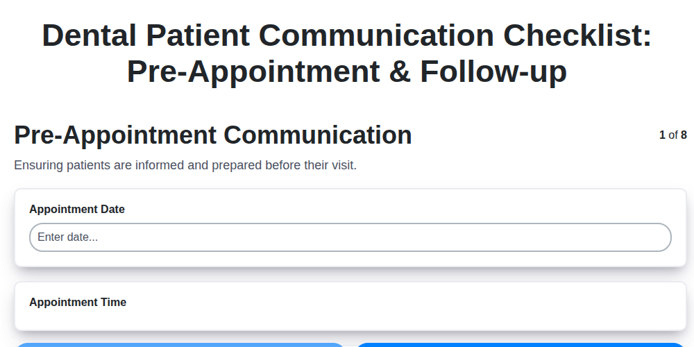 dental patient communication checklist pre appointment follow up screenshot