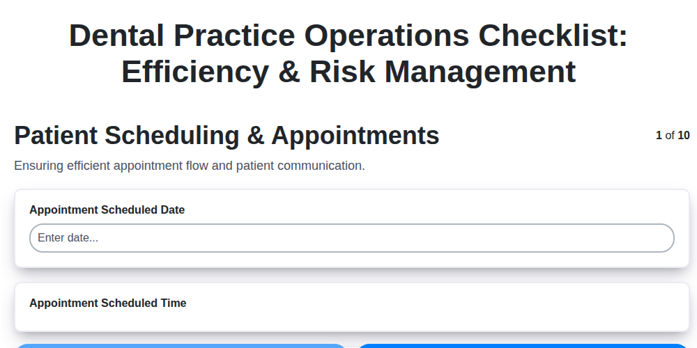 dental practice operations checklist efficiency risk management screenshot