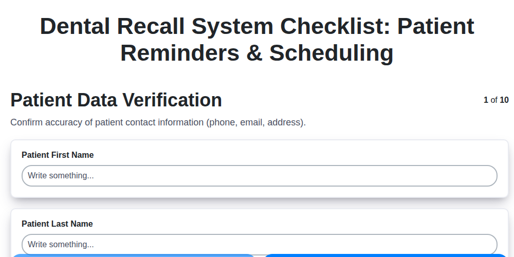 dental recall system checklist patient reminders scheduling screenshot