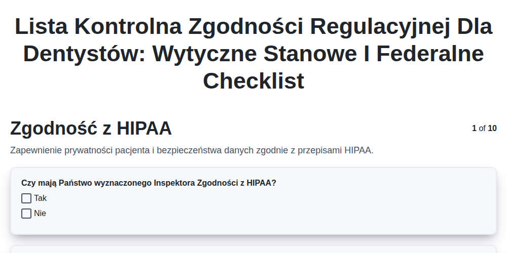 Lista kontrolna zgodności regulacyjnej dla dentystów: Wytyczne stanowe i federalne screenshot
