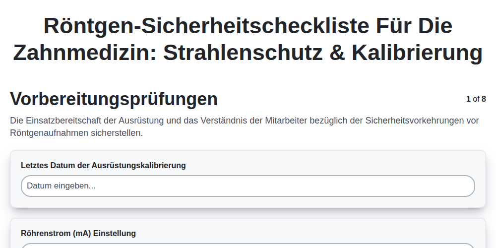 Röntgen-Sicherheitscheckliste für die Zahnmedizin: Strahlenschutz & Kalibrierung screenshot