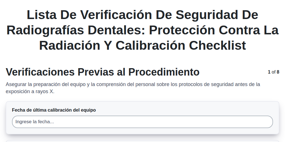 Lista de verificación de seguridad de radiografías dentales: Protección contra la radiación y calibración screenshot