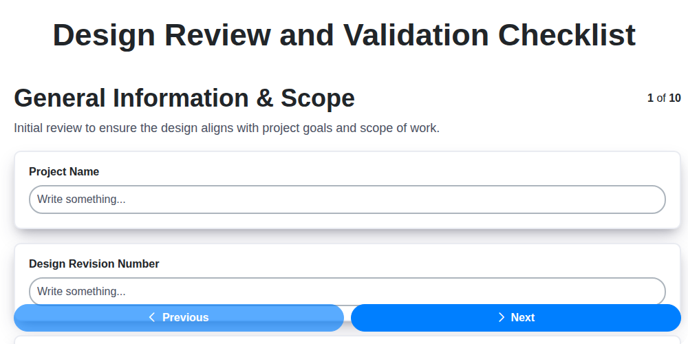 design review and validation checklist screenshot
