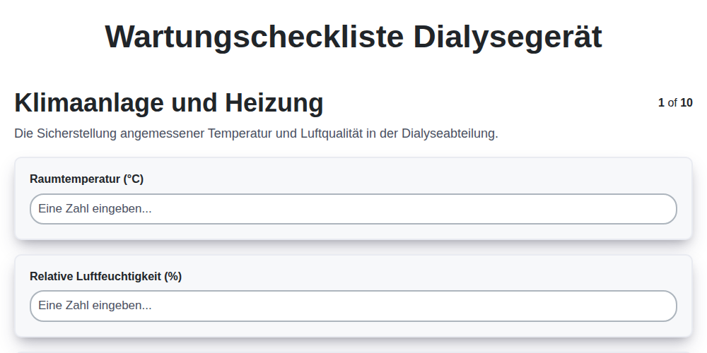 Wartungscheckliste Dialysegerät screenshot