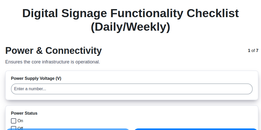 digital signage functionality checklist daily weekly screenshot