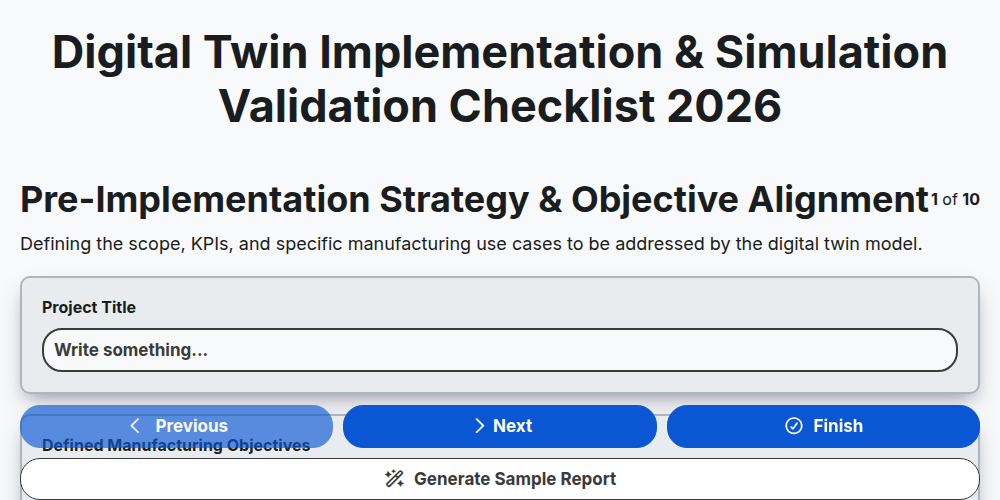 Digital Twin Implementation & Simulation Validation Checklist 2026