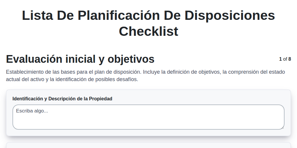 Lista de planificación de disposiciones screenshot