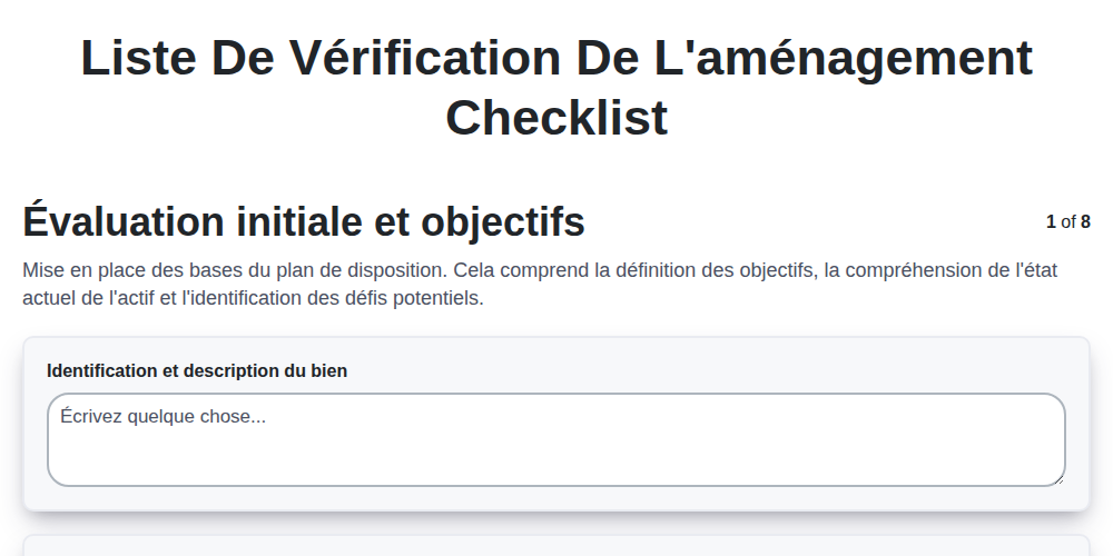 Liste de vérification de l'aménagement screenshot