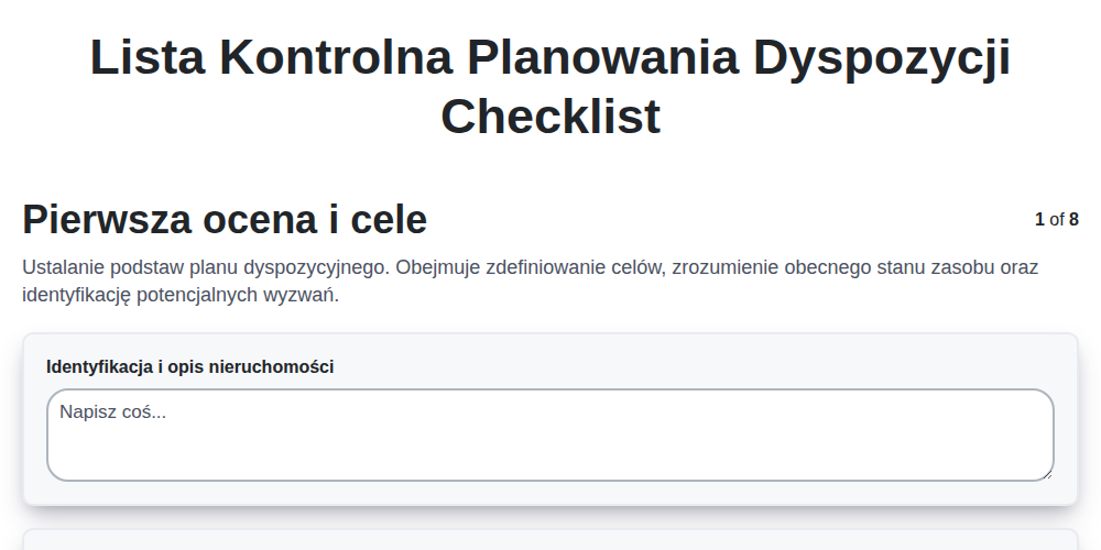 Lista kontrolna planowania dyspozycji screenshot