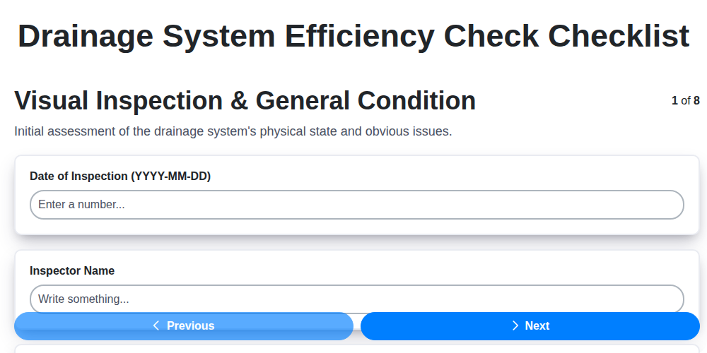 drainage system efficiency check screenshot