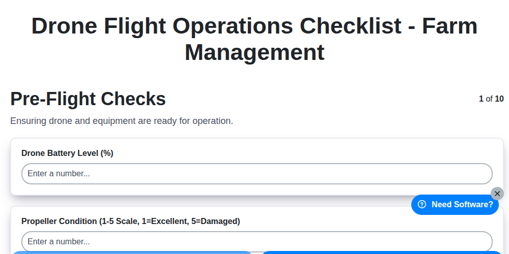 drone flight operations checklist farm management screenshot
