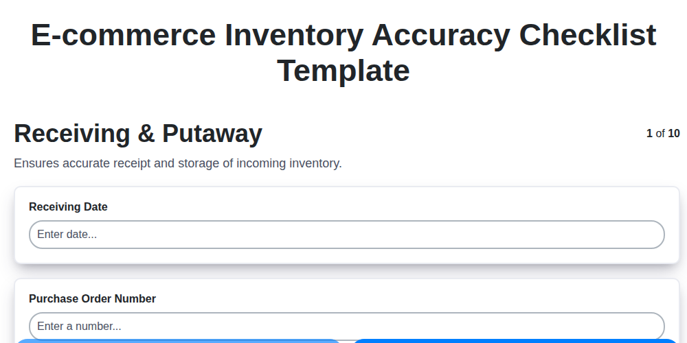 e commerce inventory accuracy checklist template screenshot