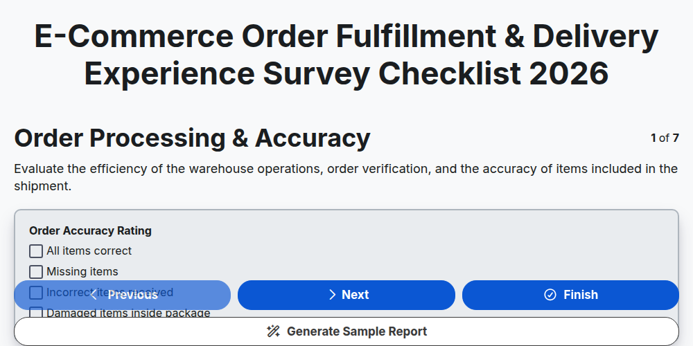 E-commerce Order Fulfillment & Delivery Experience Survey Checklist 2026