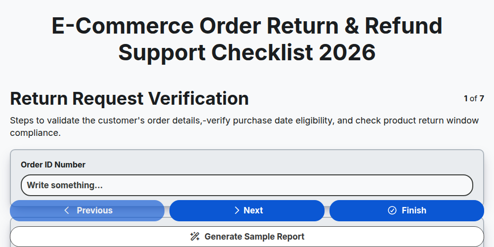 E-commerce Order Return & Refund Support Checklist 2026