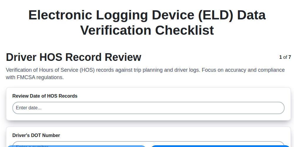 electronic logging device eld data verification screenshot