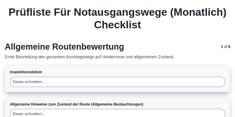 Prüfliste für Notausgangswege (Monatlich) screenshot