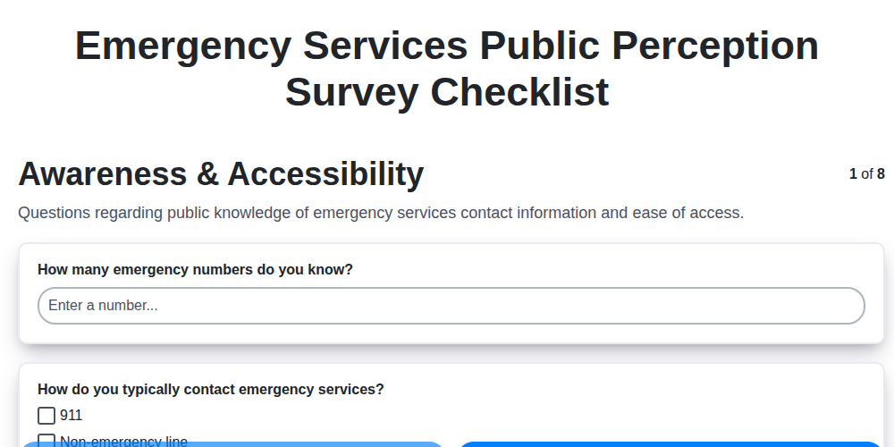 emergency services public perception survey checklist screenshot