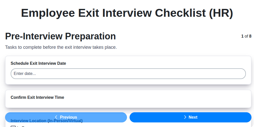 employee exit interview checklist hr screenshot