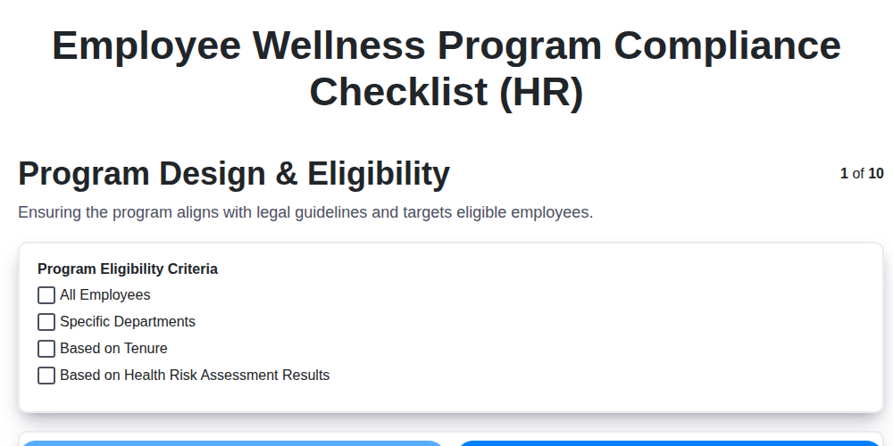 employee wellness program compliance checklist hr screenshot