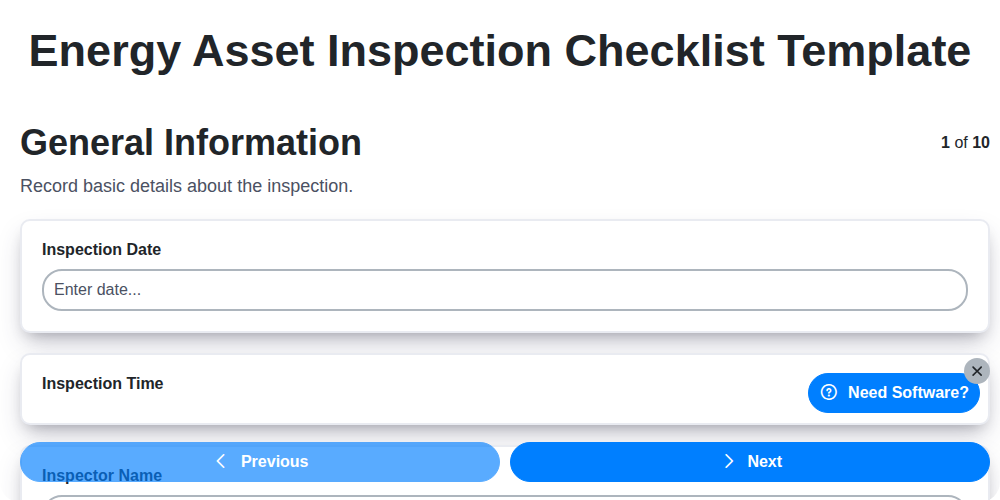 energy asset inspection checklist template screenshot