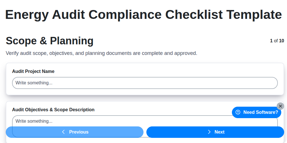 energy audit compliance checklist template screenshot