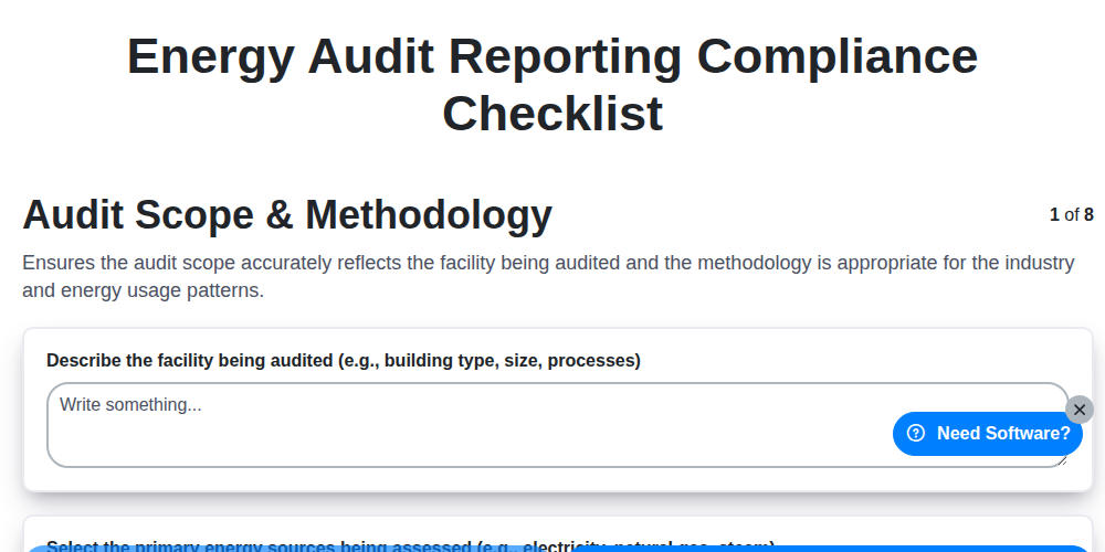 energy audit reporting compliance checklist screenshot