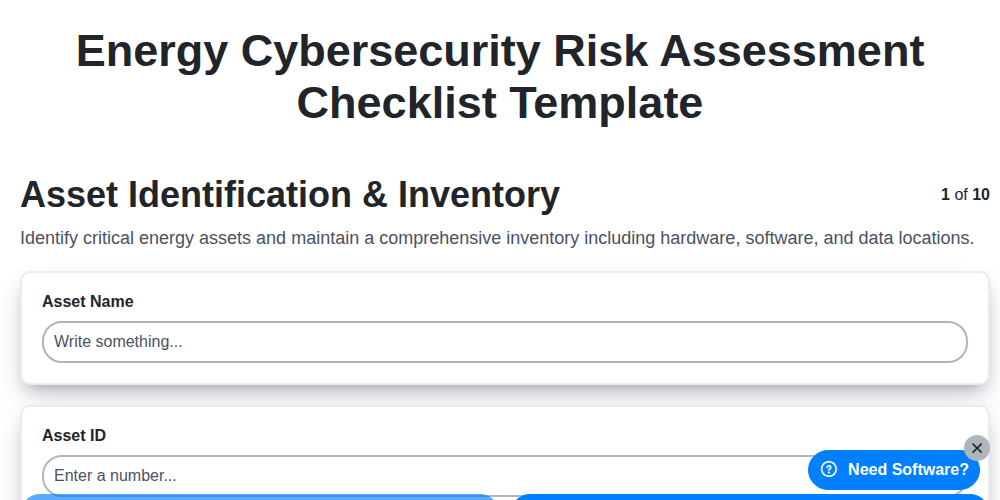 energy cybersecurity risk assessment checklist template screenshot
